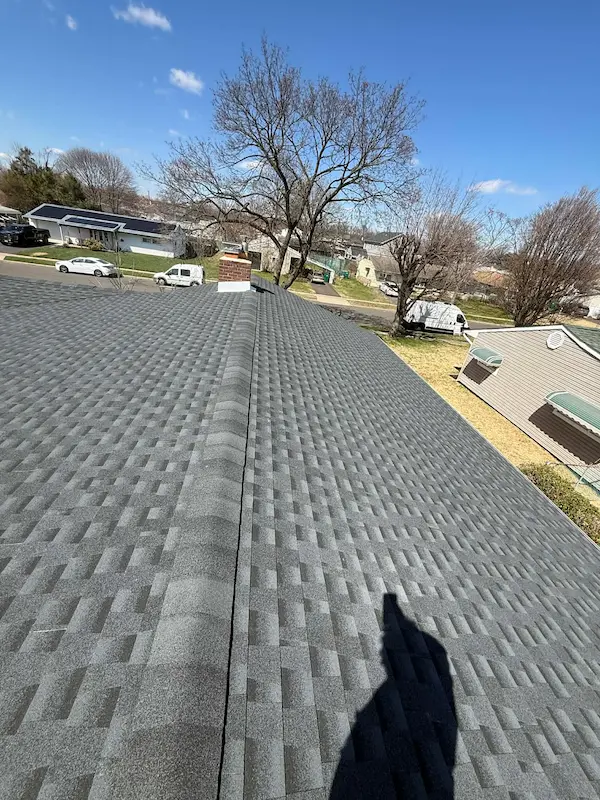 Freshly installed asphalt shingle roof by Right Deal Construction in Bucks County PA